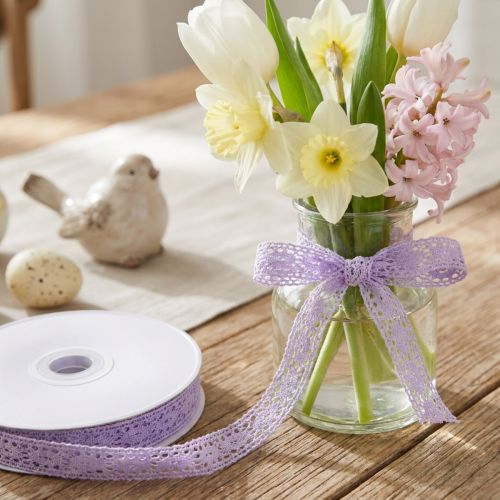Itens Fita de renda roxa fita decorativa Flor Primavera L18mm C20m