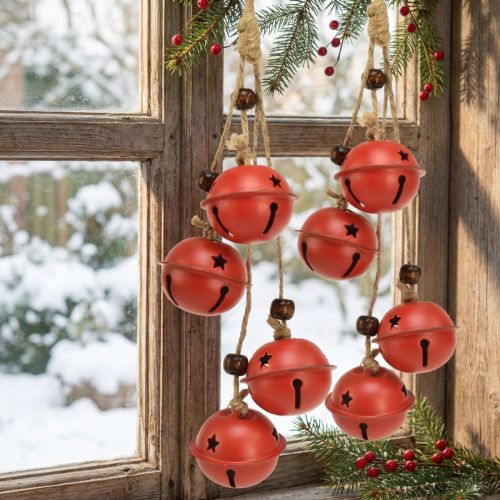 Cabide de sinos de Natal vermelho 28 cm conjunto de 2 | Floristik24.pt