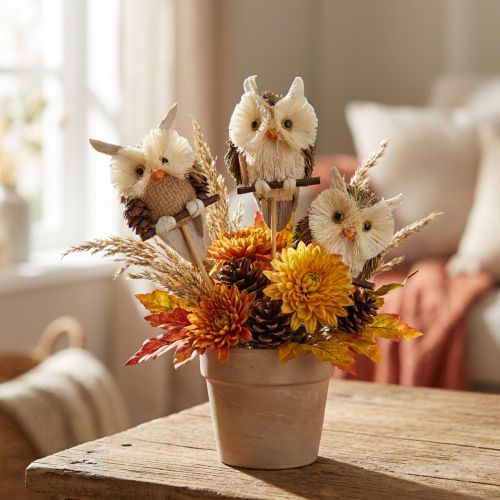 Itens Coruja decorativa flor plugues decoração de outono natural Ø4cm Alt.8cm 4 unidades