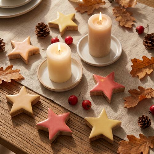 Decoração dispersa estrelas de madeira estrelas manga madeira damasco amarelo 5cm 12 un | Floristik24.pt