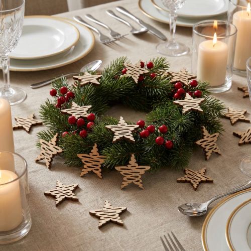 Decoração dispersa estrelas de madeira Natal natural Ø4cm 72 unidades | Floristik24.pt