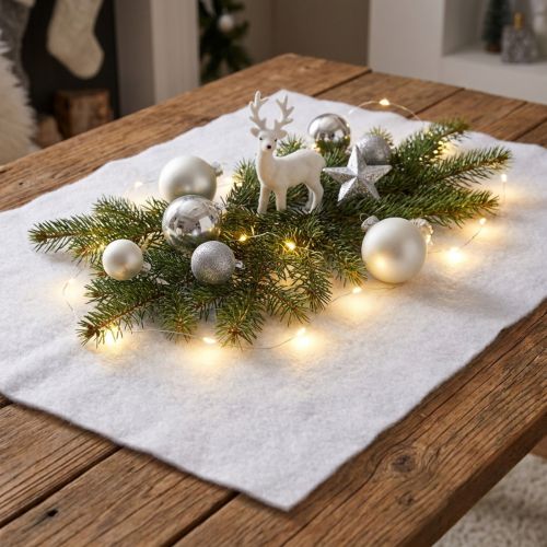 Manta de neve decoração neve em decoração branca de inverno 240×90cm | Floristik24.pt