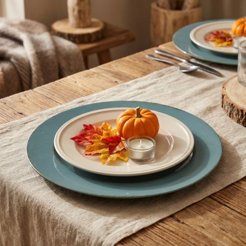 Prato decorativo plástico prato decorativo plástico castanho petróleo Ø33cm | Floristik24.pt