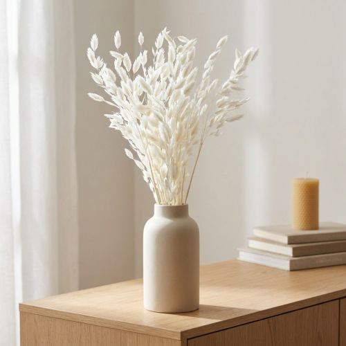 Itens Capim-orelha-chata, capim seco Chasmantium Branco 70cm 10 unidades