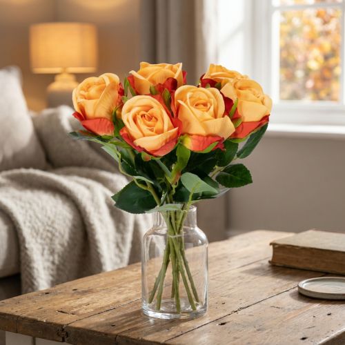 Arranjo de rosas artificiais, um toque clássico e elegante em qualquer decoração de bom gosto, 44 cm, 6 peças. | Floristik24.pt