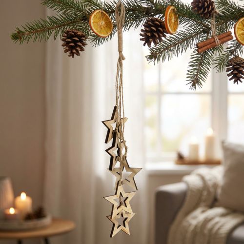 Cabide decorativo para árvore estrela 50cm natural 1ud | Floristik24.pt