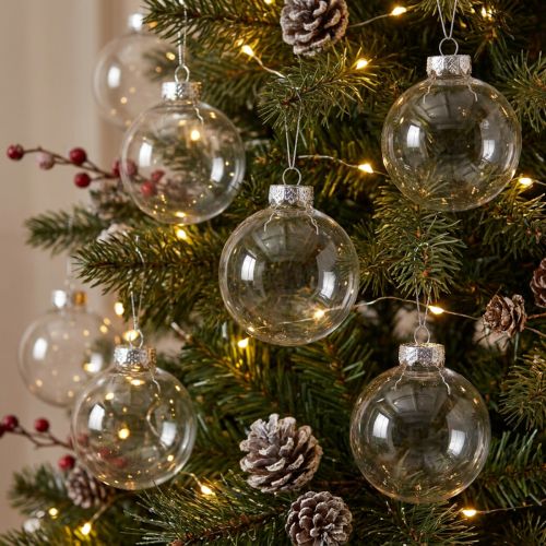 Bola de Natal em vidro Ø6cm transparente 24 unidades | Floristik24.pt