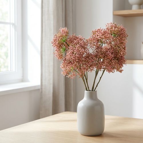 Ramo de flor rosa artificial de sabugueiro 52 cm 4 unidades | Floristik24.pt