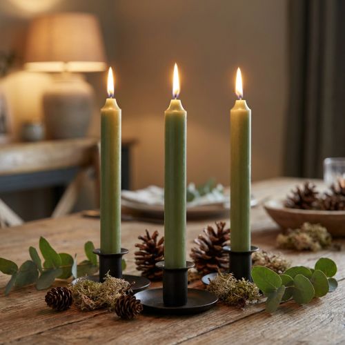 Itens Vela cônica verde sólida premium velas 120mm/Ø21mm 6pcs