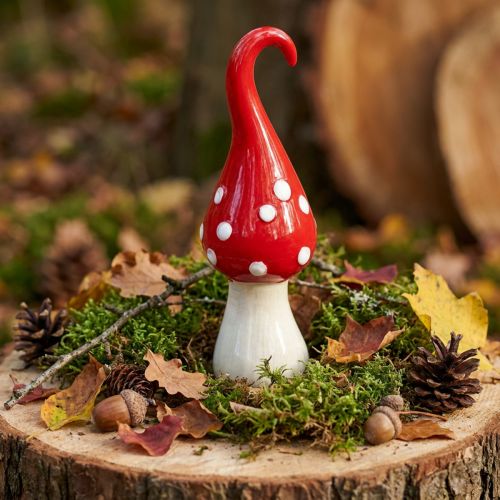 Deco Fly Agaric Cerâmica Deco Cogumelo Vermelho Branco Ø6,5cm A21cm | Floristik24.pt