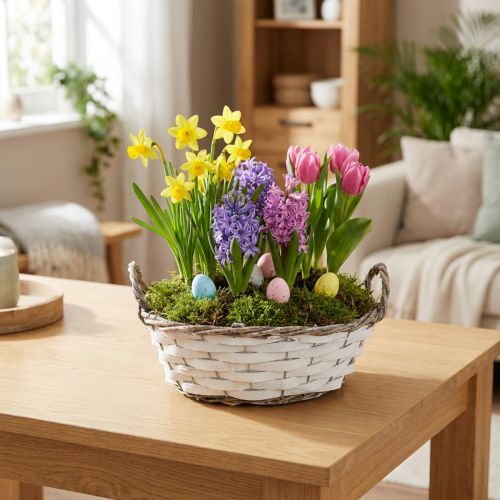 Cesto para plantas, cesto decorativo, branco com alças, 25 cm | Floristik24.pt