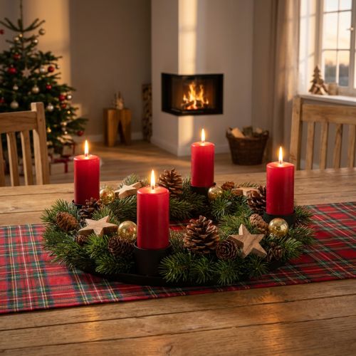 Anel de vela haste velas castiçal metal preto Ø35cm | Floristik24.pt