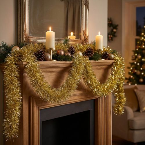 Guirlanda Glamorosa de Ouropel Dourado 270cm – Perfeita para decorações festivas e elegantes | Floristik24.pt