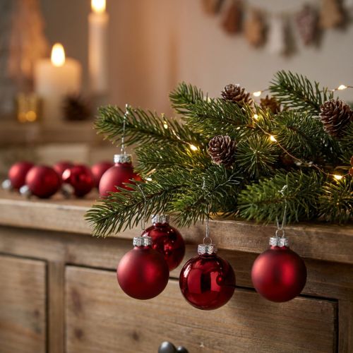Mini bolas de Natal vidro vermelho fosco brilho Ø3cm 22 un | Floristik24.pt