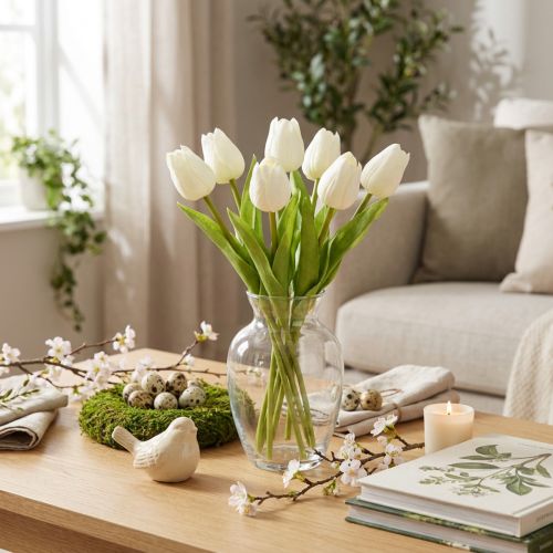 Tulipa artificial, decoração realista, flor artificial durável para casa, 21 cm, 6 peças. | Floristik24.pt
