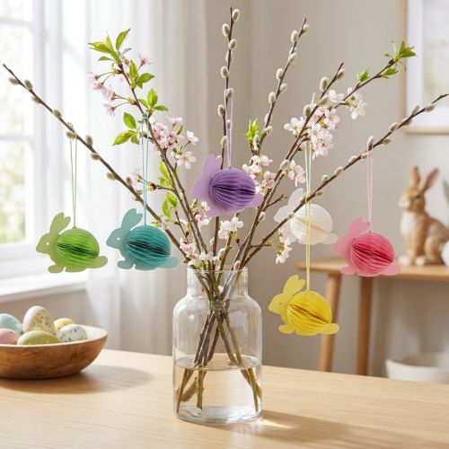Itens Coelhinhos da Páscoa em favo de mel Coelhinhos sentados para pendurar 7x4,5x6cm 5 unidades