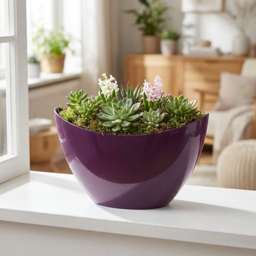 Tigela decorativa para barco planta roxa 20×9cm Alt.12cm | Floristik24.pt