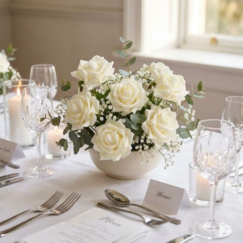 Rosa de espuma Ø7,5cm creme 18 peças | Floristik24.pt