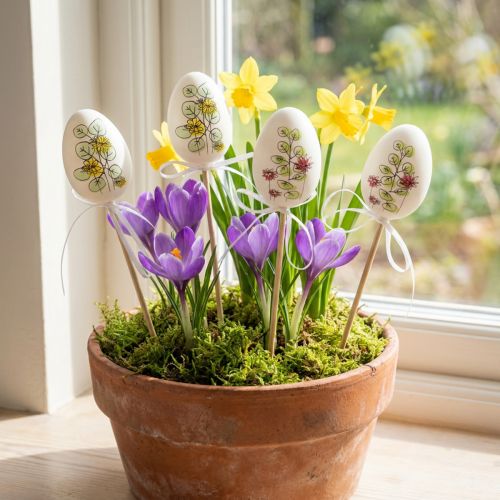 Ovos de Páscoa plástico decoração de Páscoa plugues de plantas H6cm 12 unidades | Floristik24.pt
