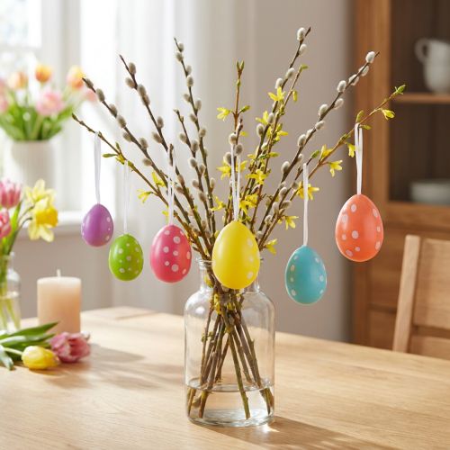 Ovos de Páscoa para pendurar, cores sortidas, 6 cm, 12 unidades | Floristik24.pt