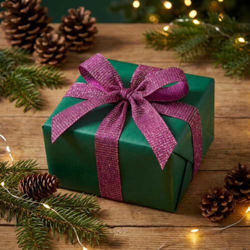 Fita de Natal com fios dourados fita de presente Erika 25mm 20m | Floristik24.pt