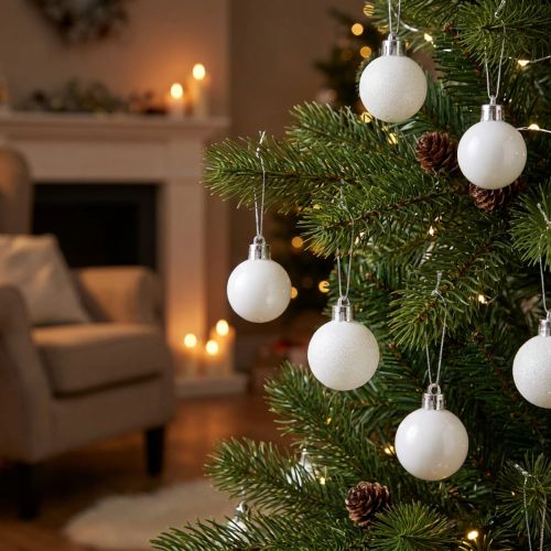 Enfeites para árvore de natal Bola de natal branca 3 cm 14 peças | Floristik24.pt