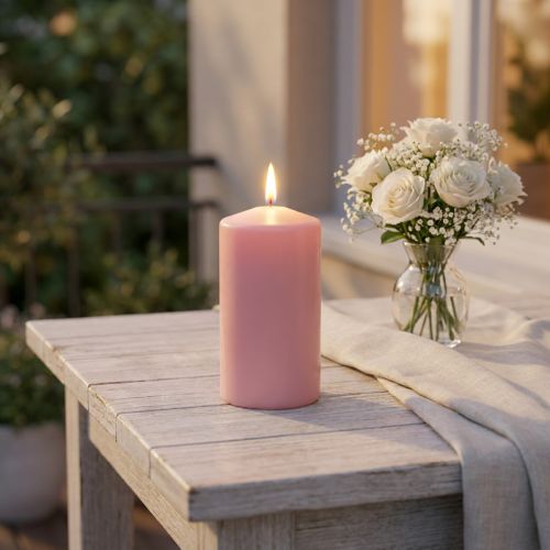 Vela pilar PURE 130/70 vela decorativa rosa cera natural sustentável | Floristik24.pt