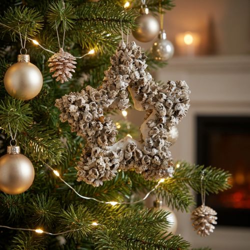 Estrela para pendurar, decoração de Natal, branca, com glitter, Ø15cm | Floristik24.pt