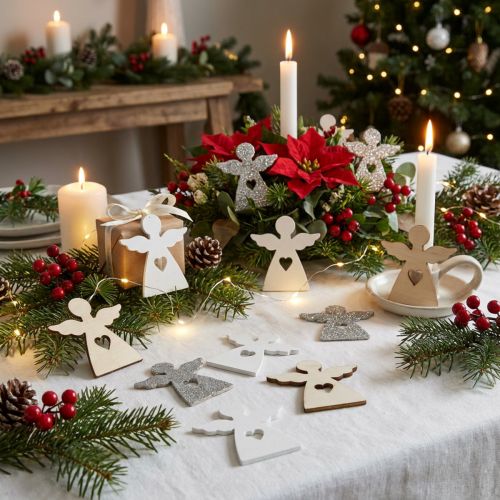 Anjos decorativos dispersos anjos de Natal de madeira 4cm sortidos 72 unidades | Floristik24.pt