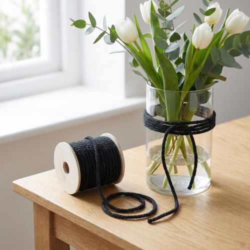 Itens Cordão de juta preto, cordão decorativo, fibra de juta natural, cordão decorativo Ø8mm 7m