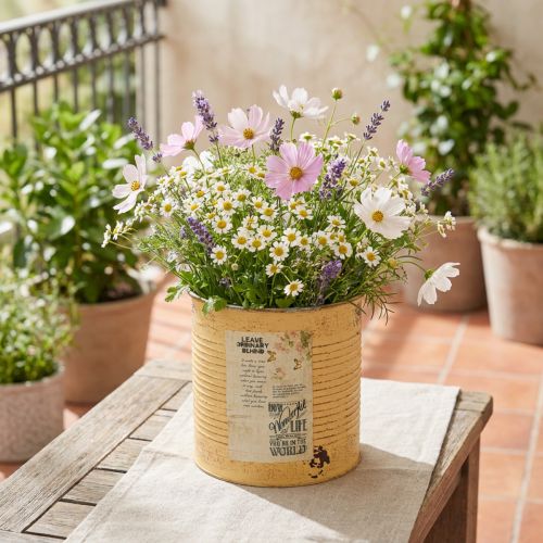 Itens Vaso decorativo de metal cor damasco para plantas, decoração de verão, Ø15,5cm A15cm