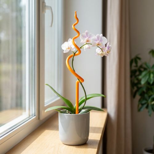 Estaca para orquídeas, de plástico, laranja, para suporte de orquídeas trepadeiras, 64 cm de altura. | Floristik24.pt