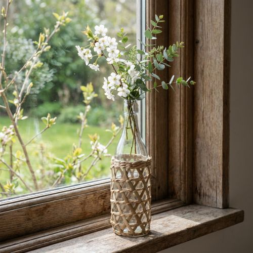 Deco garrafa de vidro decoração de garrafa de vidro trançada Ø9,5cm A31cm | Floristik24.pt