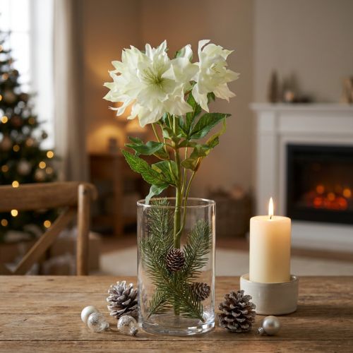 Rosa de Natal Artificial Rosa de Neve Decoração Flores de Seda 36cm | Floristik24.pt