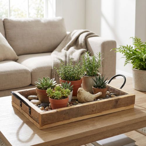 Itens Bandeja de madeira com alças bandeja decorativa preto natural 40×27,5×5cm