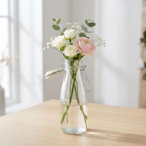Garrafa de vidro decorativa com tampa transparente Ø7cm 20,5cm | Floristik24.pt