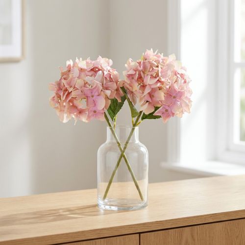 Hortênsia artificial elegante em rosa pastel 58 cm 2 unidades | Floristik24.pt