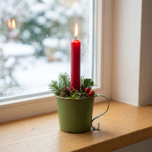 Castiçal cônico copo vintage decorativo metal verde Ø11cm Alt.11cm | Floristik24.pt