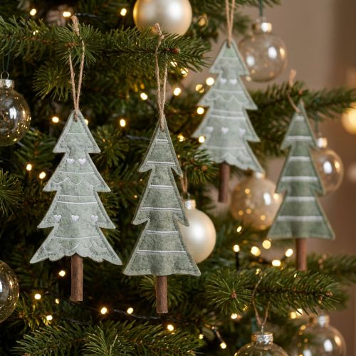 Enfeites de Natal de feltro para árvore de Natal, verdes, 20 cm, conjunto de 4 | Floristik24.pt