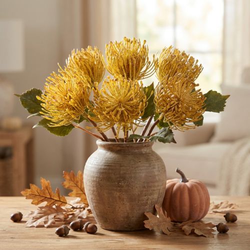 Protea artificial Leucospermum alfineteiro amarelo 30cm 6 peças | Floristik24.pt