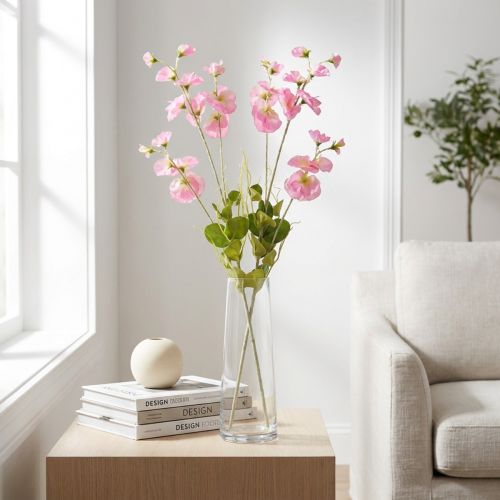Ervilhas doces flores artificiais rosa em haste longa 74cm 2 unidades | Floristik24.pt
