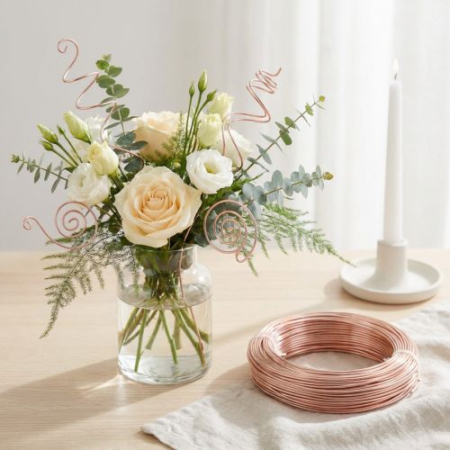 Fio de alumínio 2mm, 60m, 500g, cor ouro rosa - Fio flexível para bijuteria, artesanato, decoração e arranjos florais. | Floristik24.pt