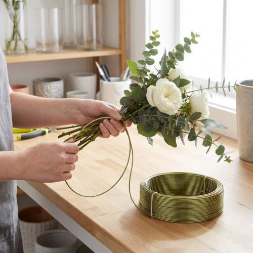 Arame de alumínio Olive 2mm 500g - Flexível e maleável para projetos de bricolagem, artesanato e floricultura. | Floristik24.pt