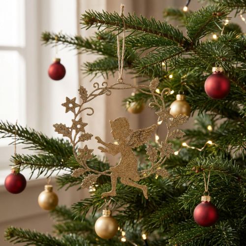 Guirlanda de anjo, decoração de Natal, anjo para pendurar, pingente de metal dourado Alt.14cm L15.5 | Floristik24.pt