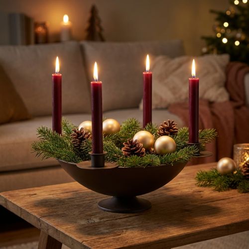 Tigela decorativa castiçal haste castiçal metal marrom Ø34cm | Floristik24.pt
