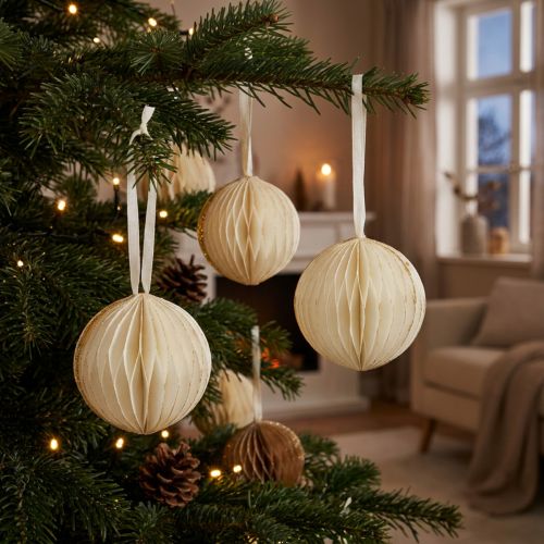 Itens Bolas de favo de mel bolas de favo de mel natal glitter branco Ø8cm 4 unidades