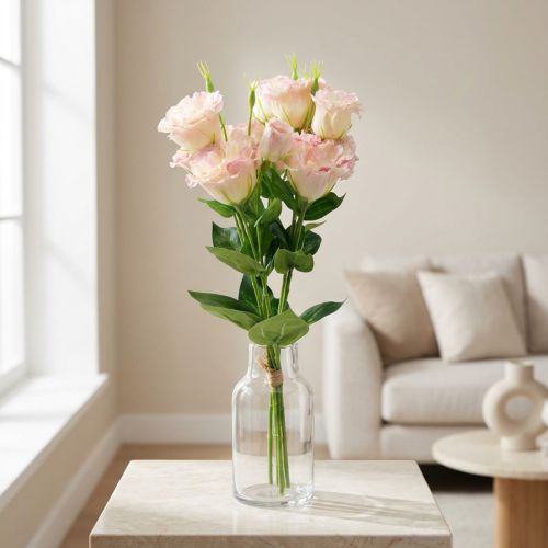 Flores artificiais Eustoma Lisianthus creme rosa 52cm 5 un | Floristik24.pt