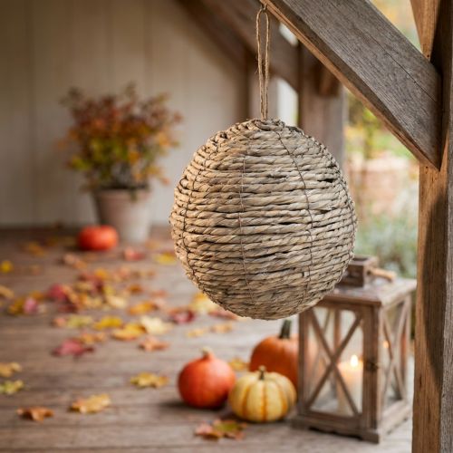 Bola de palha suspensa, cinza lavado, Ø25cm | Floristik24.pt
