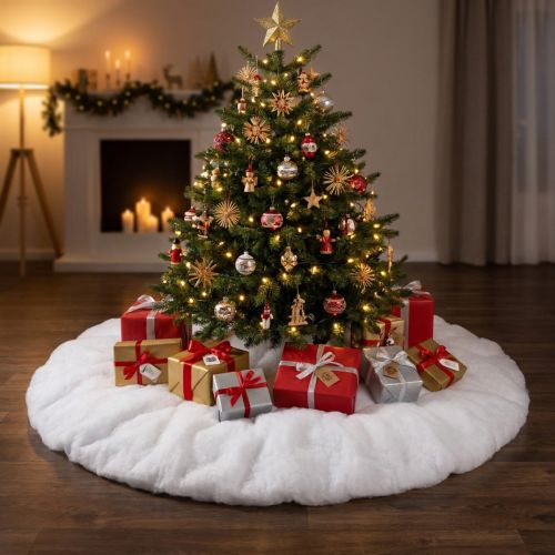 Manta de árvore de Natal redonda com base de neve Ø100cm | Floristik24.pt
