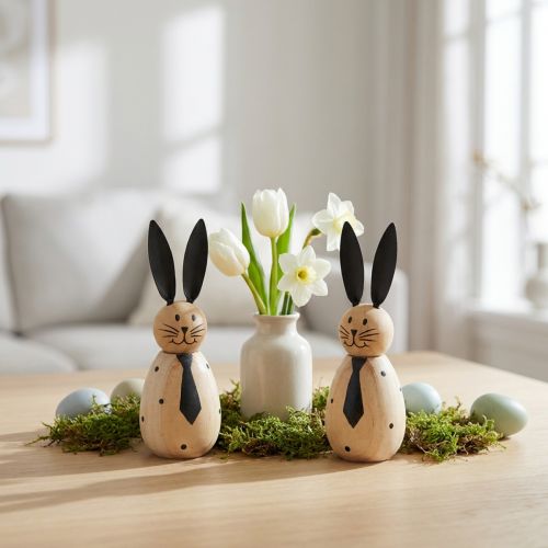 Itens Coelho decorativo com design simples para dar um toque primaveril à sala de estar, 12 cm, 2 peças